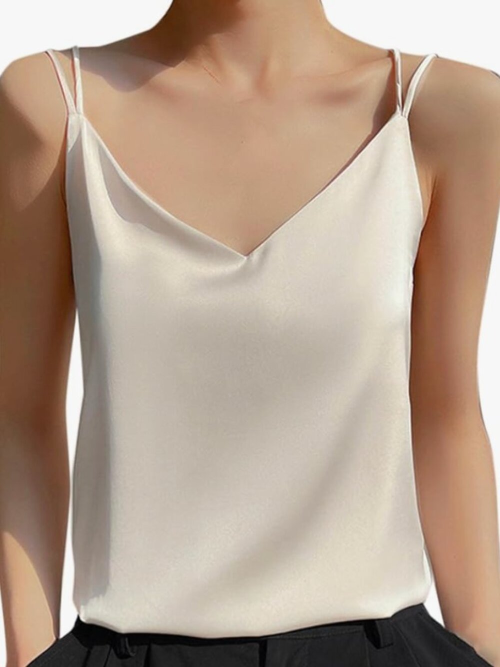 Amazon White Satin Cami Tank Top